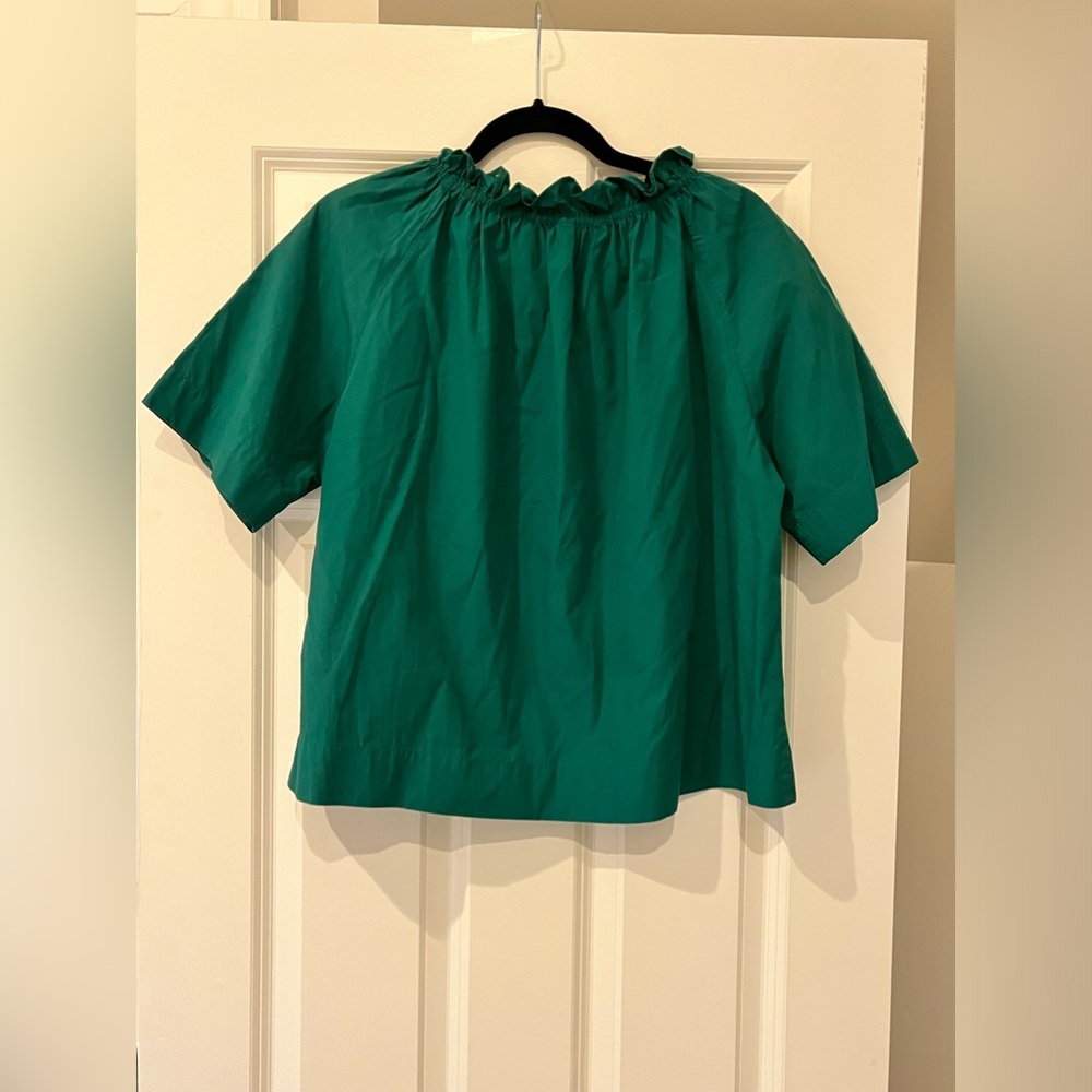 GREEN OFF THE SHOULDER CROPPED TOP- SIZE SMALL - Picture 1 of 5